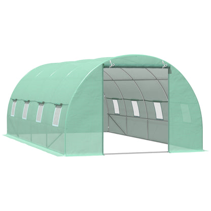 Kweekkas – Tuinkas – Broeikas – Tunnelkas – Kas met Raam – Groot 595x300x200 cm – Gepoedercoat Stalen Frame – Waterafstotende PE-Folie