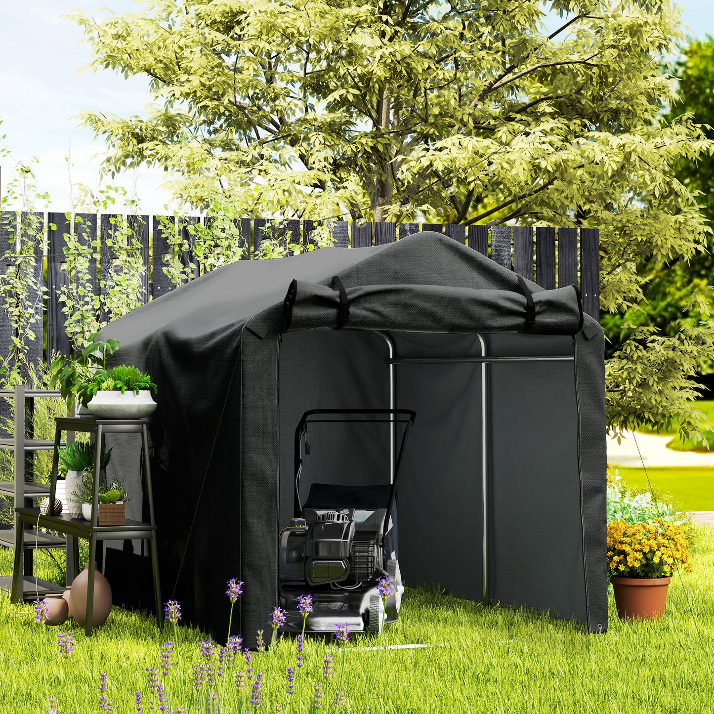 Garagecaravanhoes – Opbergtent – Beschermhoes – Stallingstent – Afdekhoes – Waterdicht – UV-bestendig – 220x157x165 cm – Met Ritsdeur