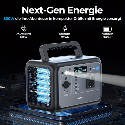 Draagbare Power Station – Mobiele Generator – Noodstroomvoorziening – Zonne-Accu – Energie-opslag – 512Wh Lithium IJzerfosfaat Batterij – Snelladen 1 Uur 500W AC