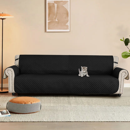TOOL1SHOOO Luxury Sofa Cover 342.9x220.98 cm Suitable for all seasons Double-layer elastic breathable fabric Easy to clean Suitable for living rooms and home offices, black