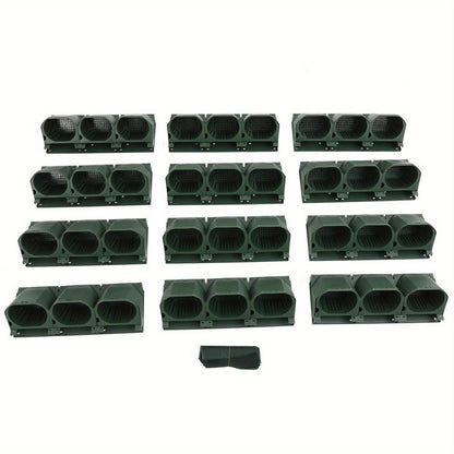 36-Pot Wall-Mounted Planter with 36 Individual Pots - Heavy-Duty PP Plastic /Outdoor Vertical System Suitable for Balcony,, - Contemporary Modern Plant Holder