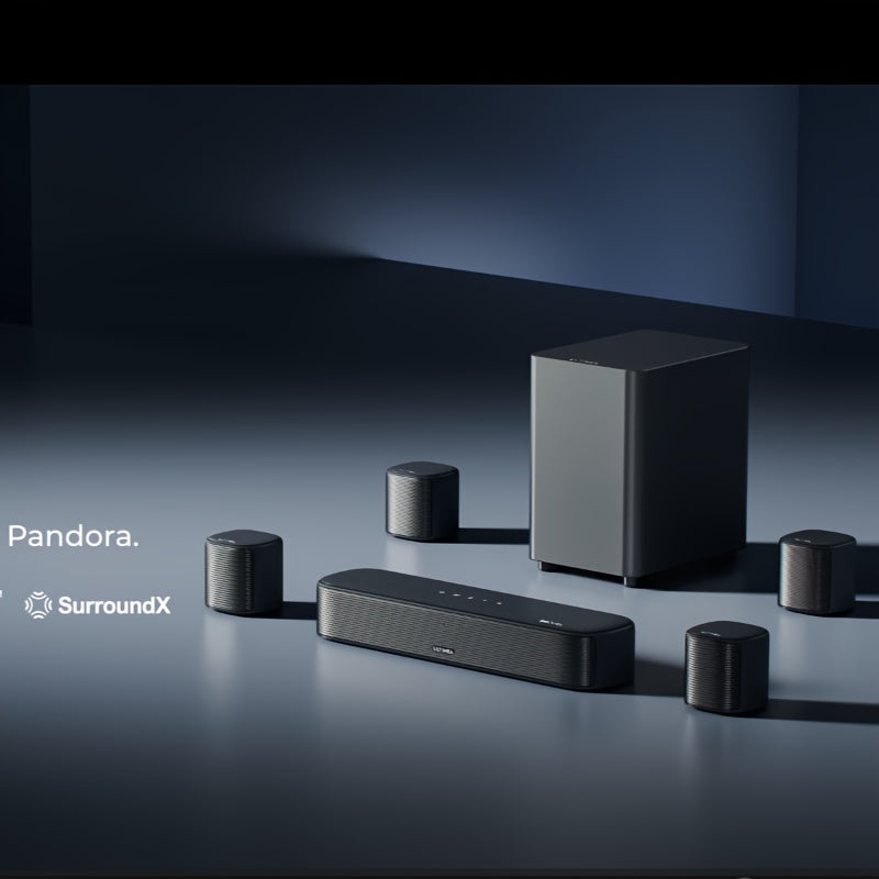 Soundbar – Home Theater Sound Systeem – TV Soundbar – Surround Sound Speakers – Atmos Setup – 7.1 Kanaals Dolby Atmos – Ingebouwde Subwoofer – App Bedienbaar – Zwart