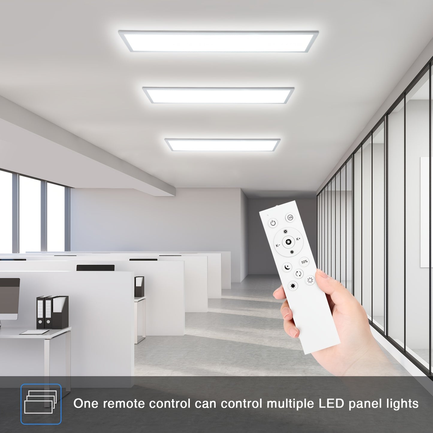 Moderne Dimbare LED Plafondlamp – LED Paneellamp – Plafondverlichting – LED Lamp – Dimbare Lamp – Set van 5 – 100 cm X 25 cm – Instelbare Kleurtemperatuur 3000K-6500K – Memory Functie – Afstandsbediening – Ultra Dun 3 cm – 30 Watt