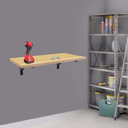 81.28x45.72 cm Heavy-Duty Foldable Wall-Mounted Workbench with Adjustable Height (56.9cm-91.95cm) - Space-Saving Metal Frame & Wood-Like Surface, 49.9 KG Capacity, Manual Operation for Workshop, Garage, Home Office - Modern M