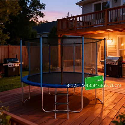 243.84-365.76cm Heavy-Duty Adjustable Trampoline with Safety Net & Spring Pad, 181.44 KG Capacity, Galvanized Steel Frame, Blue Jumping - /Outdoor Use, & Trampoline, Easy Assembly, Sturdy Enclosure System