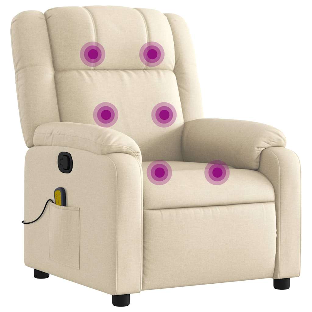 Massagestoel – Relaxstoel – Fauteuil – Massagefauteuil – Verstelbare fauteuil Crème – Handmatig Verstelbaar – Comfortabele Stoffering