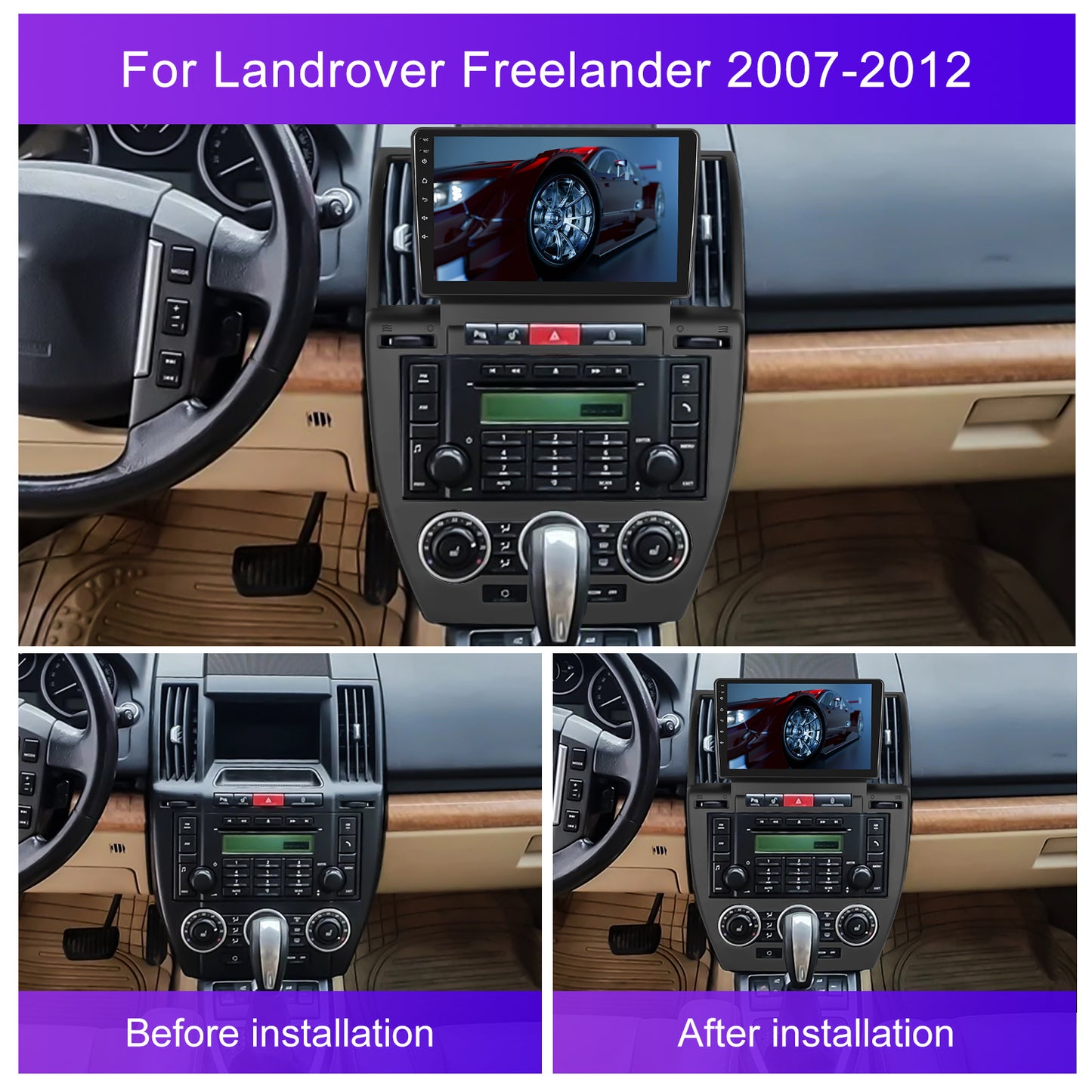 Autoradio Land Rover Freelander 2 – 2-DIN Navigatiesysteem – Multimedia Speler – Touchscreen Radio – Android Autoradio – 9 Inch Display – Draadloos CarPlay & Achteruitrijcamera