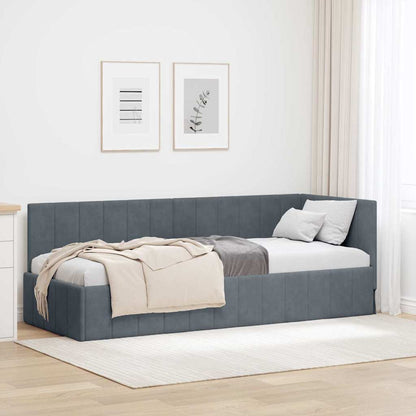 Bedframe – Bedombouw – Slaakader – Logeerbed – Houten Bed – Fluwelen Hoofdbord – 80x200 cm – Stevig Spaanplaat Frame