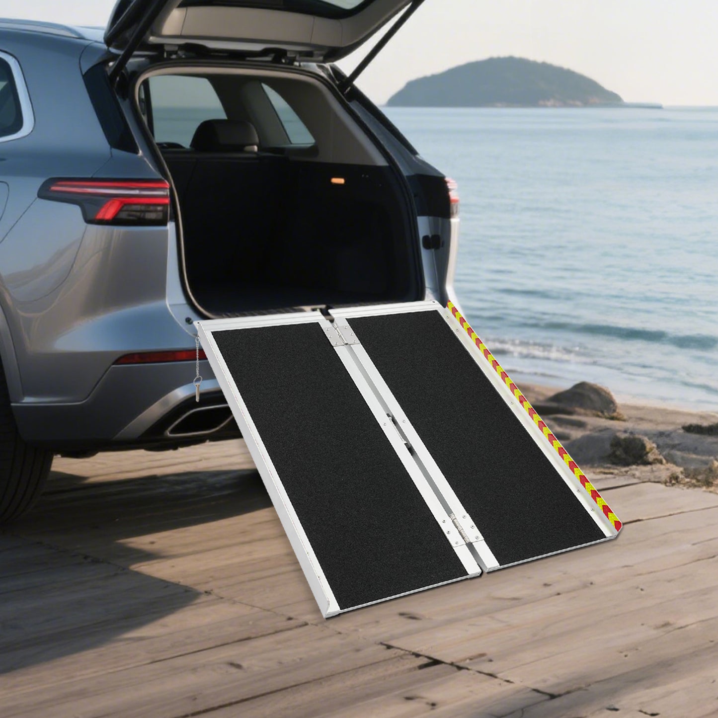 91.44cm Portable Ramp | Folding Handicap Ramp with Handle, Aluminum Alloy Material by NaMaSyo for Steps/Stairs/Scooter