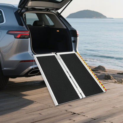 91.44cm Portable Ramp | Folding Handicap Ramp with Handle, Aluminum Alloy Material by NaMaSyo for Steps/Stairs/Scooter