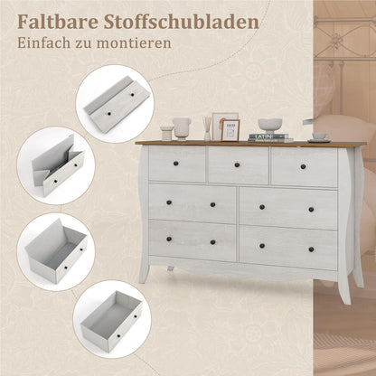 Commode 7 Laden – Ladekast – Dressoir – Opbergkast – Kast Grijs – Landelijke Stijl – Ruime Opbergruimte – Gemaakt Van Houtcomposiet