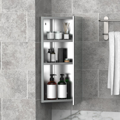 Spiegelkastje Badkamer – Toiletkastje – Wandkastje – Hoekkastje – Opbergkastje – Roestvrij Staal – Compact 30x18,4x60 cm