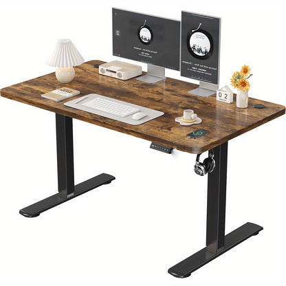 120x60cm Ergonomic Height Adjustable Standing Desk, Home Office Table with Splice Board, Upgraded Stable Steel Frame for Sit-Stand Workstation