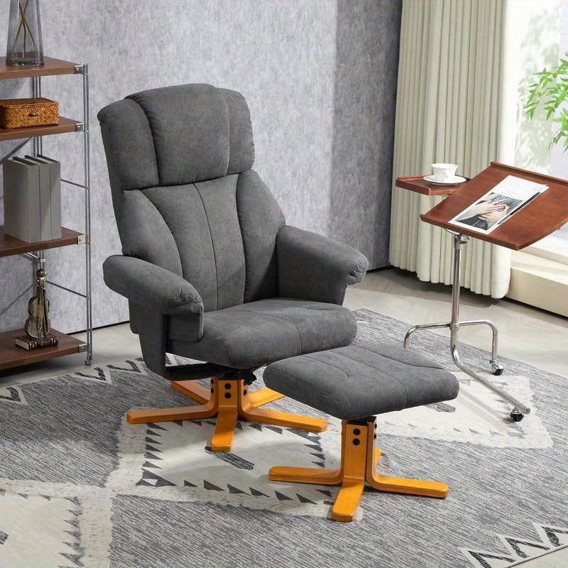 Adjustable Recliner Chair with Footrest - Heavy-Duty Hardwood Frame, Manual Recliner Sofa with Cushioned Seat & Backrest, Easy Assembly Living Room, Bedroom, Home Office Chair - Sturdy Base for Living Room, Dining Area, Balco