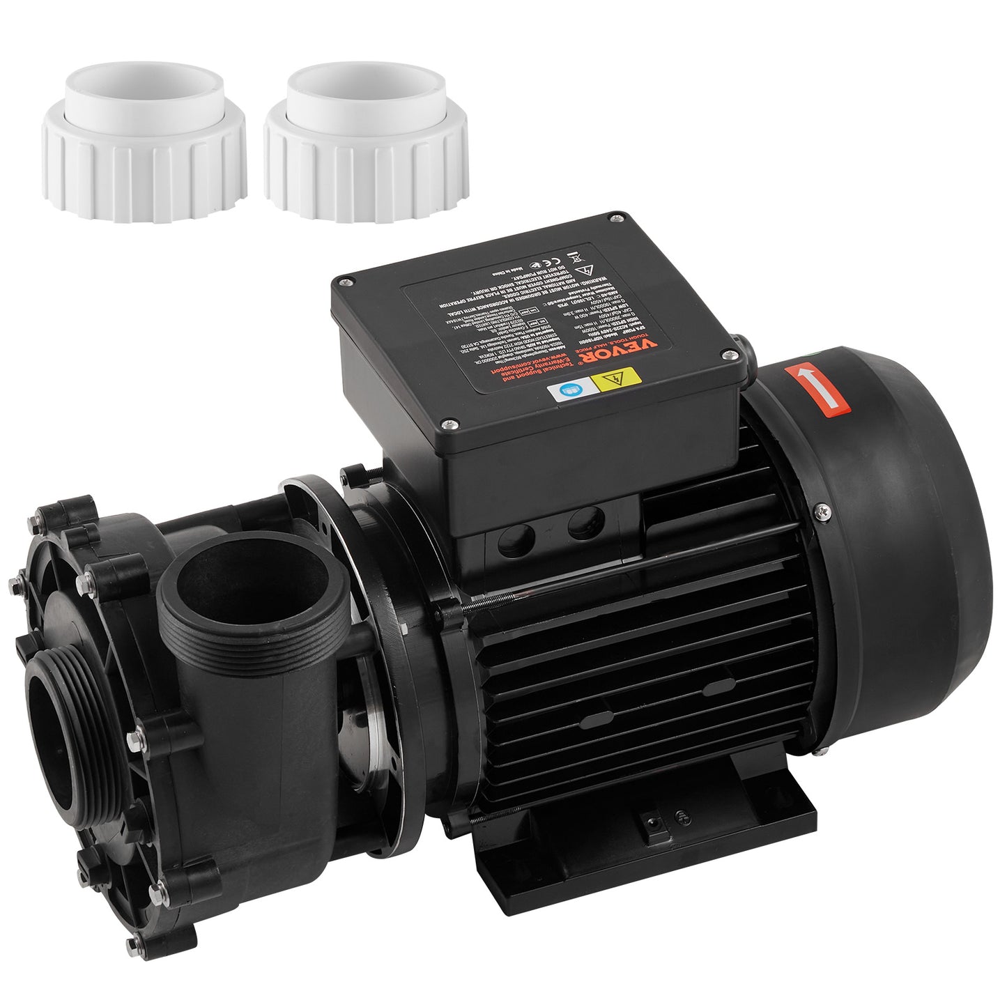 Dual-speed Spa Pomp – Bubbelbad Pomp – Jacuzzi Pomp – Warmtebad Pomp – Spa Motor – 1,5HP – 1100W Hoog / 250W Laag – Anti-lek Fluorrubber Afdichting – 90° Draaibare Aansluiting