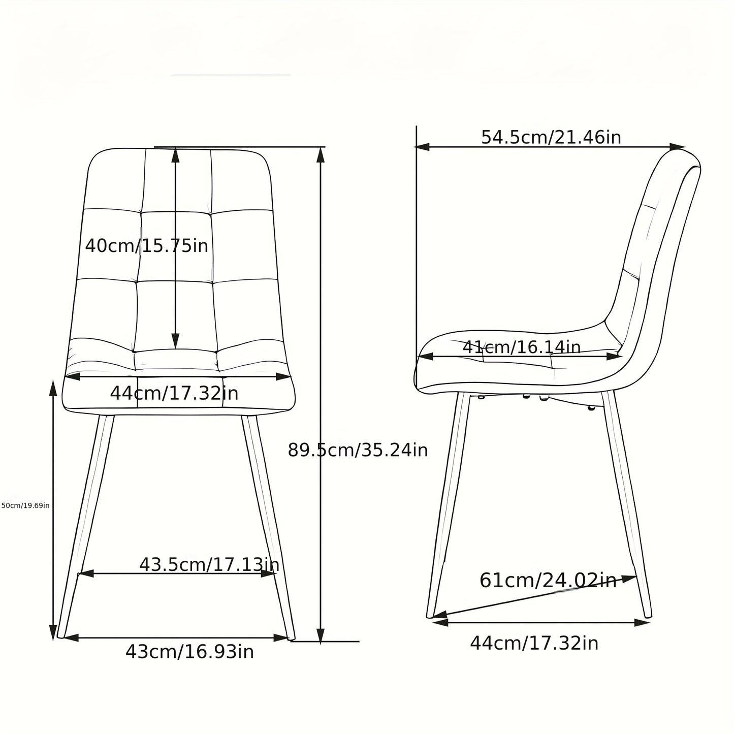Eetkamerstoelen – Dining Stoelen – Keukenstoelen – Stoelen Set – Armless Stoelen – Grijs Velvet – Ergonomisch Ontwerp – Metalen Poten