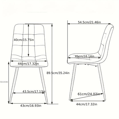 Eetkamerstoelen – Dining Stoelen – Keukenstoelen – Stoelen Set – Armless Stoelen – Grijs Velvet – Ergonomisch Ontwerp – Metalen Poten