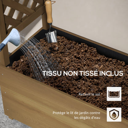 Plantenbak – Bloembak – Bloempot – Kweekbak – Tuinbak – Houten plantenbak op poten met boog en trellis – Groot formaat 112x41x180 cm – Voorbehandeld vurenhout met optimale waterafvoer