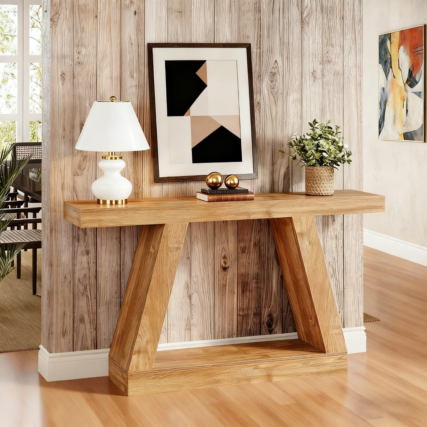 Houten Sidetable – Sidetable – Haltafel – Wandtafel – Console Table – Natuurlijk Bruin – 140 cm Breed – Stevig Geperst Hout