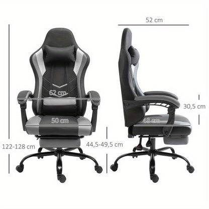 Ergonomische Gamingstoel – Gamingstoel – Bureaustoel – Gamestoel – Computerstoel – Verstelbare Hoofdsteun – Lendensteun – Polyester Vulling – Draagvermogen 120 kg