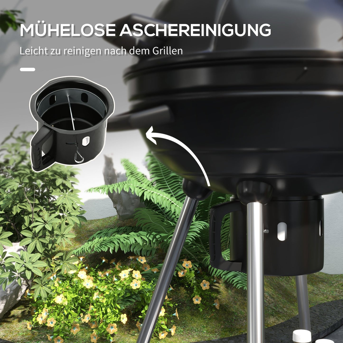 Bol Grill – Houtskoolbarbecue – BBQ Oven – Buitenkeuken – Ronde Barbecue – 54 cm Grilloppervlak – Ingebouwde Thermometer & Uitneembare Aslade – Zwart