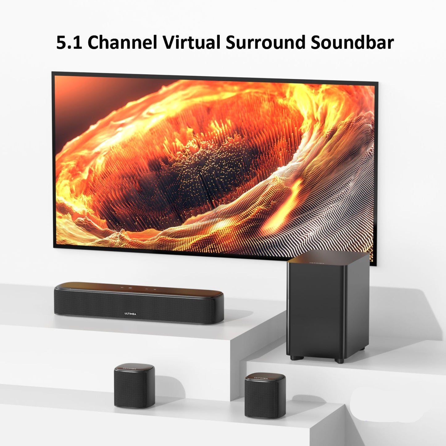 Soundbar – Home Cinema Geluidssysteem – Surround Speakers – Subwoofer – Draadloos – 5.1-Kanaals – 250W Piekvermogen – App Bedienbaar