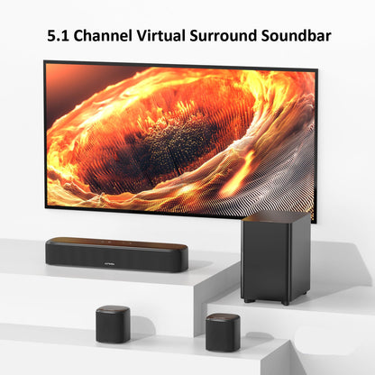 Soundbar – Home Cinema Geluidssysteem – Surround Speakers – Subwoofer – Draadloos – 5.1-Kanaals – 250W Piekvermogen – App Bedienbaar