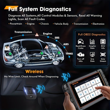 Draadloze OBD2 Diagnosetool – Auto Scanner – Foutcode Uitlezer – Diagnosescanner – Service Reset Apparaat – Bidirectionele Functionaliteit – Meer Dan 30 Onderhoudsfuncties