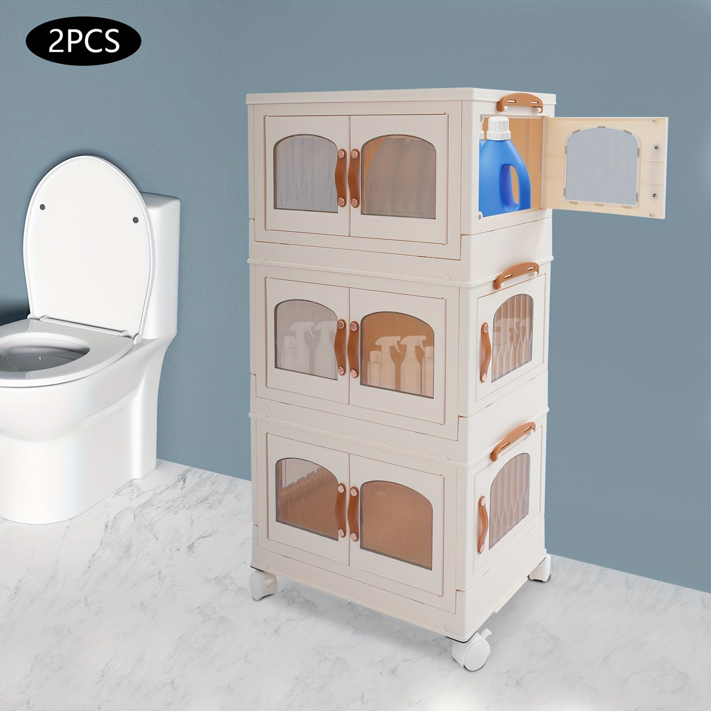 Opvouwbare Opberger – Opbergbox Met Wielen – Vouwkast Organizer – 3-laags Kastje – Milky White – Ruimtebesparend – Draagvermogen 50 kg