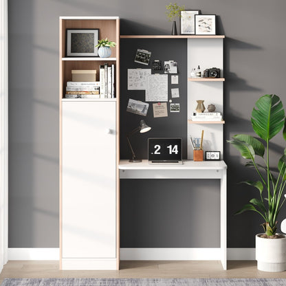 White Modern Metal Workbench & Desk with Lower Cabinet Doors & Upper Shelving - Heavy-Duty Storage Workstation, No Assembly Required, Space-Saving Design for Office, Workshop, - Durable Non-Wood (123.5x45x168.5cm)