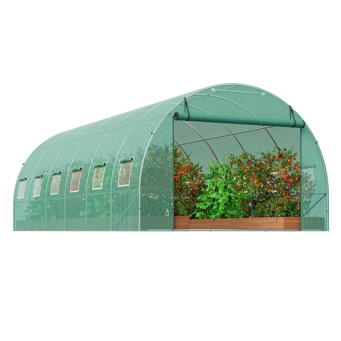 Tunnelkas – Walk-In Kas – Tuinkas – Groeikas – 609.6x304.8x213.36cm - Gegalvaniseerd Staal – 6 Meter Breedte – PE-Folie Cover - Groen