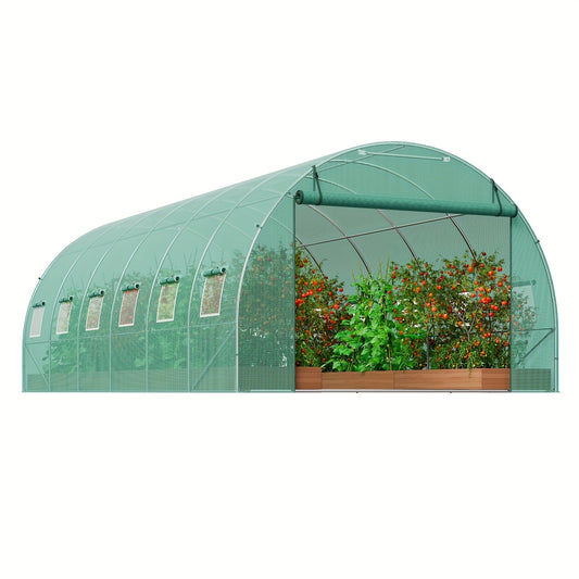 Tunnelkas – Walk-In Kas – Tuinkas – Groeikas – 609.6x304.8x213.36cm - Gegalvaniseerd Staal – 6 Meter Breedte – PE-Folie Cover - Groen