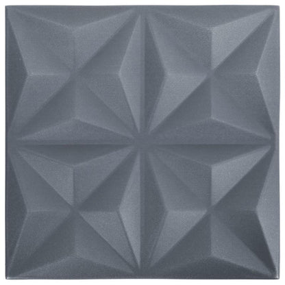 48 st Wandpanelen 3D origami 12 square meter 50x50cm grijs