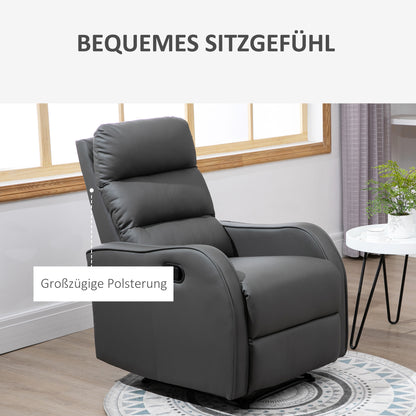 Relaxfauteuil – Recliner – Fauteuil – Tv-stoel – Leunstoel – Donkergrijs – Verstelbare Rugleuning 160° – Kunstleer Bekleding