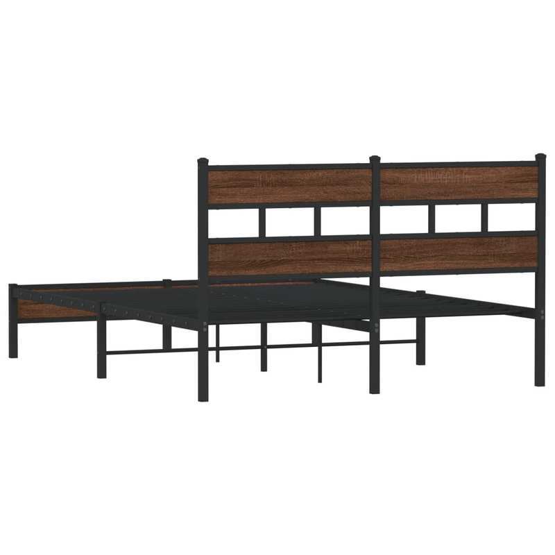 Modern Brown Oak Bed Frame - 140x200cm Chipboard Design, Removable & Practical, All-Season Use, Easy Assembly, No Mattress Included, Contemporary Style for Bedroom Furniture, Bedroom Furniture, Minimalist Bedroom, Natural Woo
