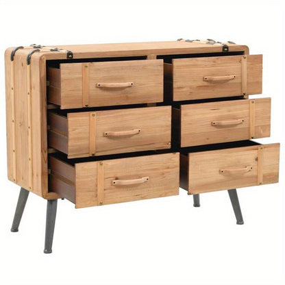 Ladekast – Opbergkast – Dressoir – Ladenkast – Kast Bruin – Massief Vurenhout – Compacte Afmetingen 91x35x73 cm
