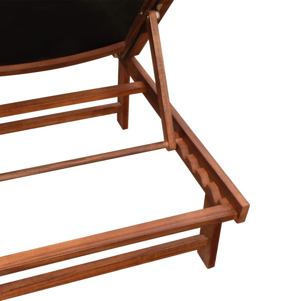 Ligstoel – Tuinstoel – Loungestoel – Ligbed – Verstelbare Rugleuning – Acaciahout – Waterbestendig Textiel