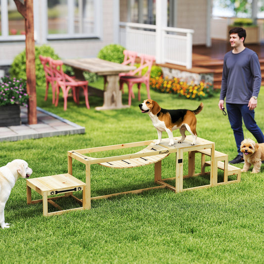 Honden Agility Set – Honden Trainingsset – Hondenspeelgoed – Agility Obstakel – Honden Hindernis – Massief Vurenhout – Geschikt Voor Middelgrote Tot Grote Honden Tot 40 Kg
