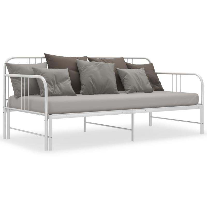 Bedbank – Slaapbank – Uitklapbed – Logeerbed – Sofa Bed – Inklapbaar Telescopisch Ontwerp – Stevig Wit Metalen Frame – 90x200 cm