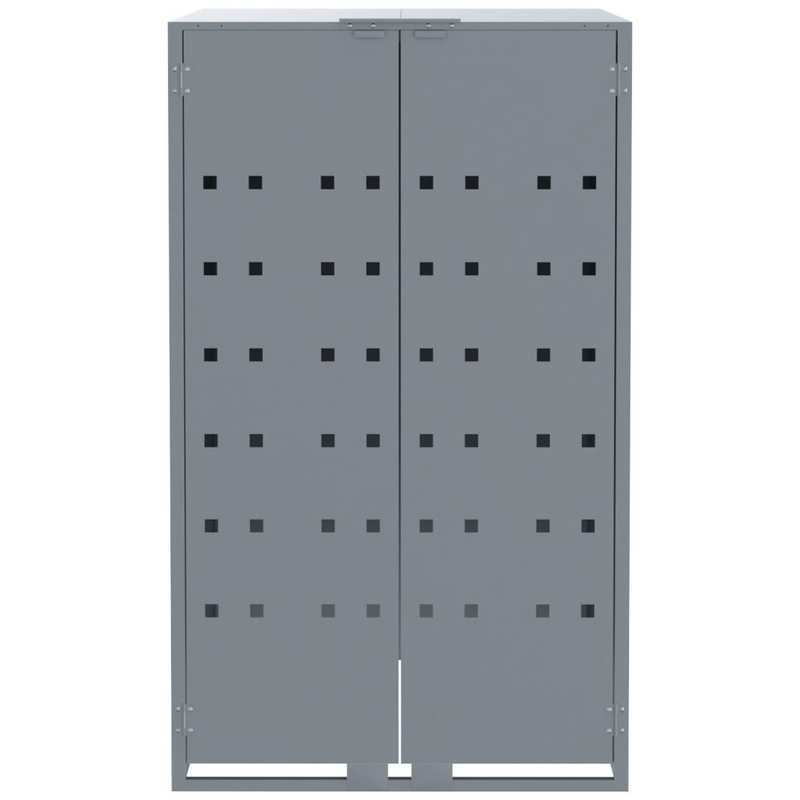 Afvalbak – Vuilnisbak – Containers – Afvalcontainer – Buitenbak – Staal Met Wielen – Ventilatie En Sluitingen – Grijs 138x79x117 cm