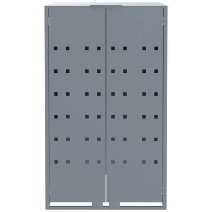 Afvalbak – Vuilnisbak – Containers – Afvalcontainer – Buitenbak – Staal Met Wielen – Ventilatie En Sluitingen – Grijs 138x79x117 cm