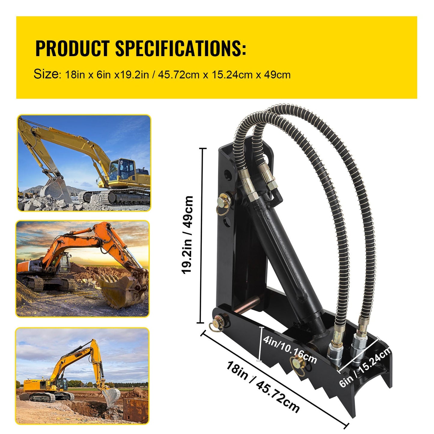 Graafmachine Greep – Graafmachine Steelvinger – Hydraulische Greep – Graaflaars – Excavator Thumb – 18 Inch Lengte – Sterk Gehard Staal
