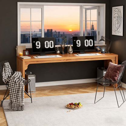 180x59x75cm Extra Long Double Computer Desk - Multi Functional Home Office PC Table for Conference Study and Dining Use, Brown Office Furniture, Daily Gift Idea and Home Essential