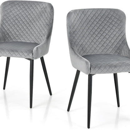 Eetkamerstoel – Stoel – Kuipstoel – Draaistoel – Keukenstoel – Grijs Velvet – Metalen Poten – 60x52x80 cm – Max 150 kg Belastbaar