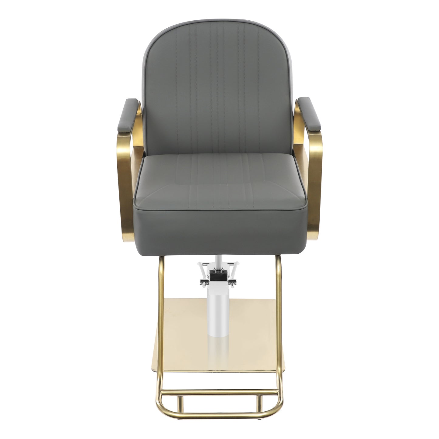 Professional Heavy-Duty Barber Chair - Height-Adjustable Salon Chair with 360° Swivel, PU & Frame (Square Base & Round Pedestal Feet) - Grey Barber Chair for Hair Salon, Barbershop - Compatible with Most