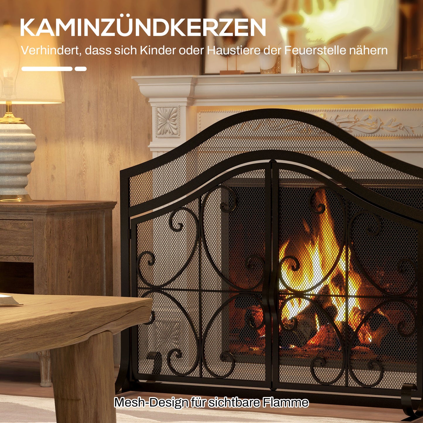 Vonkenscherm – Haardafscherming – Open Haard Scherm – Vuurbeveiliging – Haardbescherming – Zwart Metalen Frame – Dubbele Deuren Met Magneetsluiting – 105x40x80,5 cm