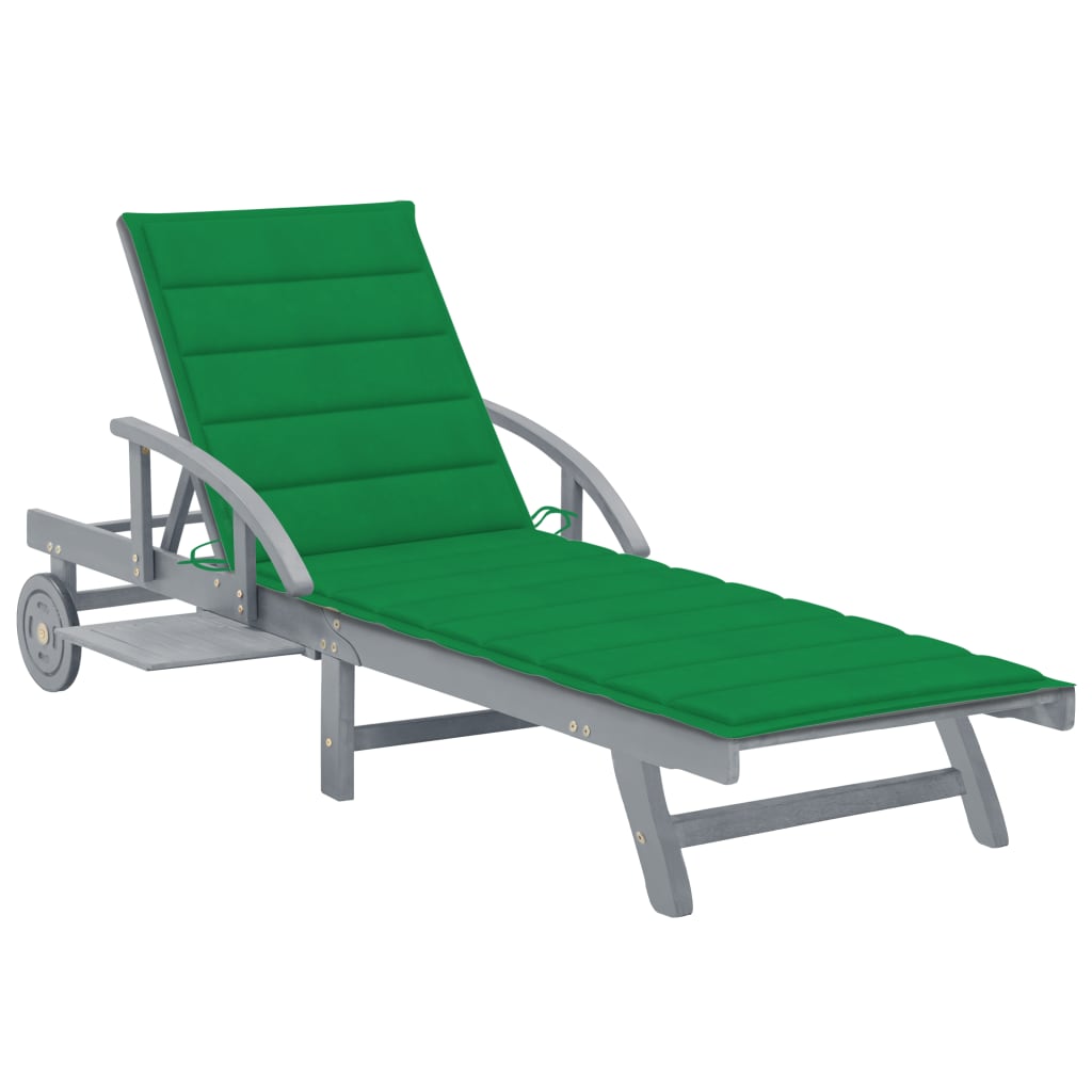 Houten Ligstoel – Tuinstoel – Lounge Stoel – Verstelbare Ligstoel – Tuinmeubel – Acaciahout – Uittrekbare Tafel – Kussen Met Vulling
