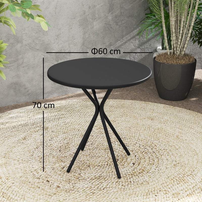 Ronde Tuintafel – Bistrotafel – Bijzettafel – Terrastafel – Campingtafel – Zwart – Weerbestendig Stalen Blad – Draagkracht 50 kg