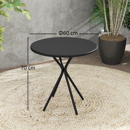 Ronde Tuintafel – Bistrotafel – Bijzettafel – Terrastafel – Campingtafel – Zwart – Weerbestendig Stalen Blad – Draagkracht 50 kg