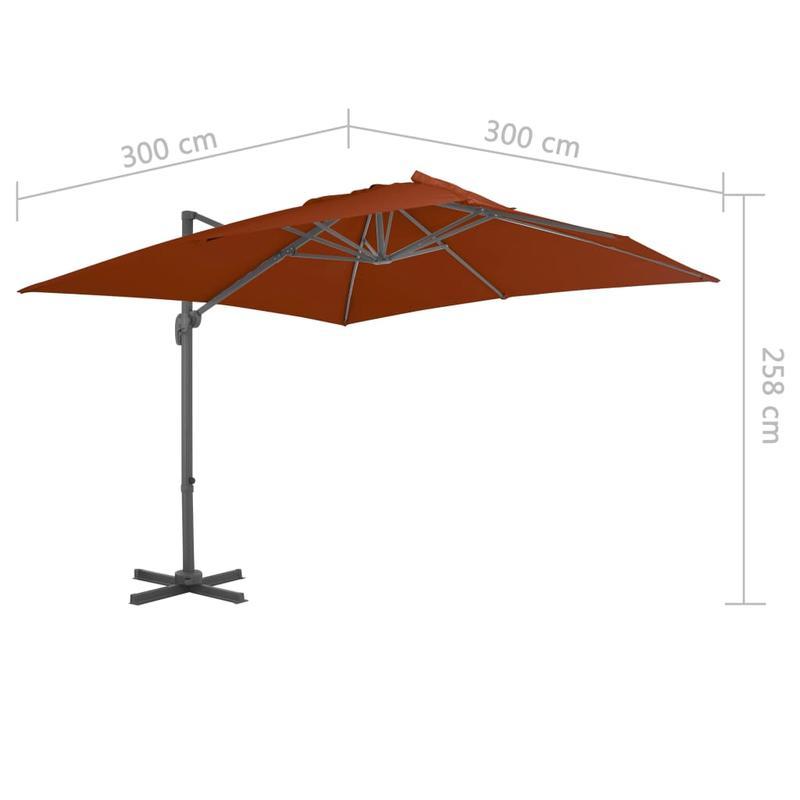 Parasol – Buitenparasol – Zonnescherm – Tuinparasol – Terrasparasol – Verstelbare Hoogte – 300x300 cm – Aluminium Frame – Weerbestendig – Terracotta